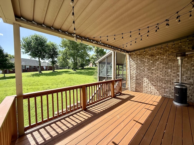 1413 Station Four Ln, Old Hickory, TN 37138 - wooden deck with a sunroom and a yard
