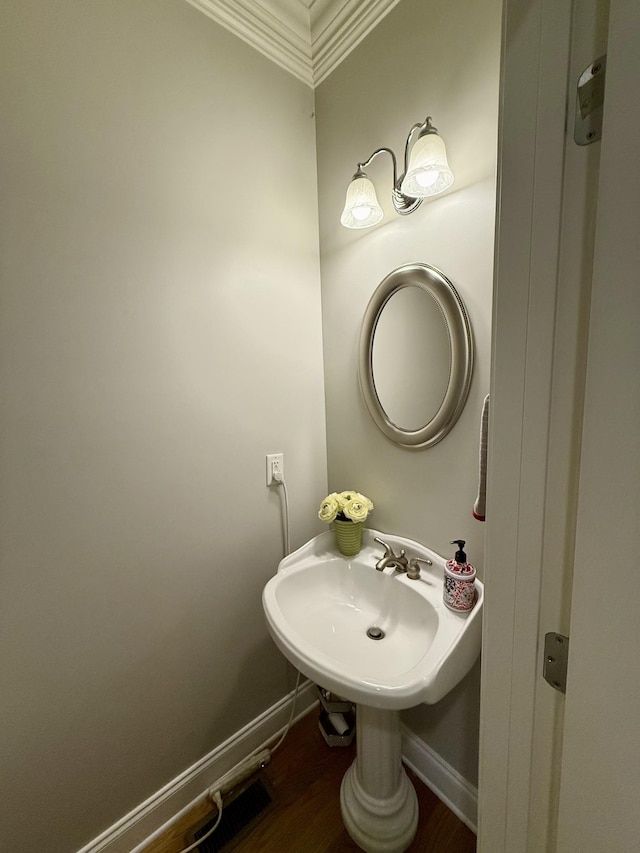 1413 Station Four Ln, Old Hickory, TN 37138 - bathroom featuring crown molding and wood finished floors