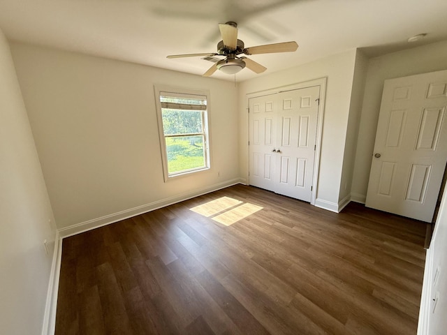 1413 Station Four Ln, Old Hickory, TN 37138 - unfurnished bedroom featuring dark wood-style floors, a closet, and ceiling fan
