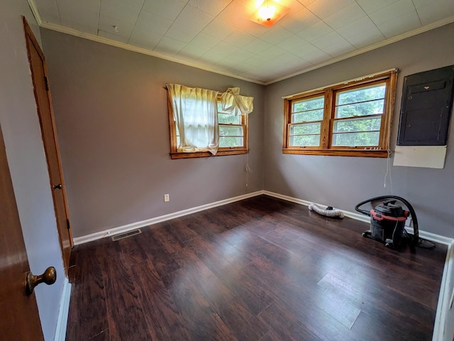 3007 Green Hill Dr, Centerville, TN 37033 - spare room with electric panel, crown molding, and wood finished floors