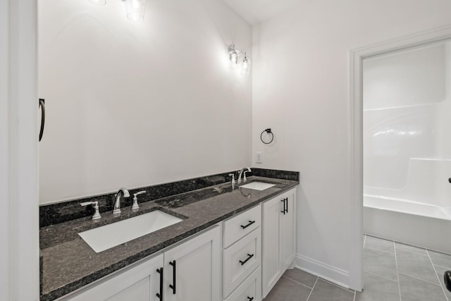 4118 Maples Farm Dr, Murfreesboro, TN 37127 - bathroom with tile patterned flooring, double vanity, and a tub to relax in