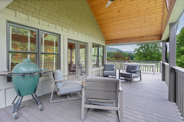 1261 S Cedar Ln, Chickamauga, GA 30707 - deck featuring grilling area, outdoor lounge area, and a mountain view