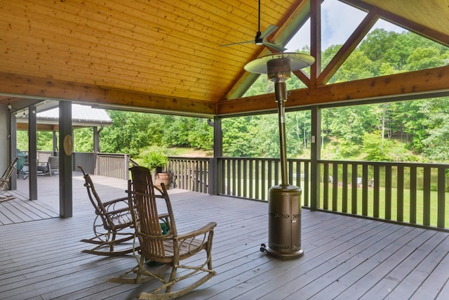 1261 S Cedar Ln, Chickamauga, GA 30707 - wooden terrace featuring a ceiling fan