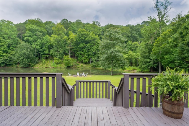 1261 S Cedar Ln, Chickamauga, GA 30707 - deck with a yard, a fire pit, and a view of trees
