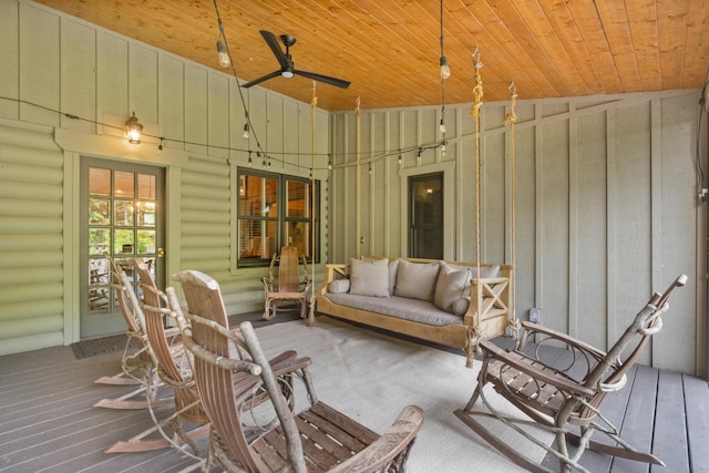 1261 S Cedar Ln, Chickamauga, GA 30707 - wooden deck featuring a ceiling fan and outdoor lounge area