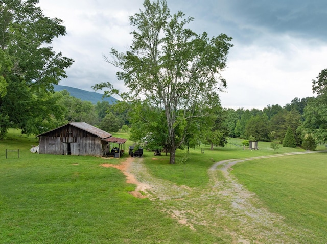 1261 S Cedar Ln, Chickamauga, GA 30707 - view of green lawn with an outdoor structure and driveway
