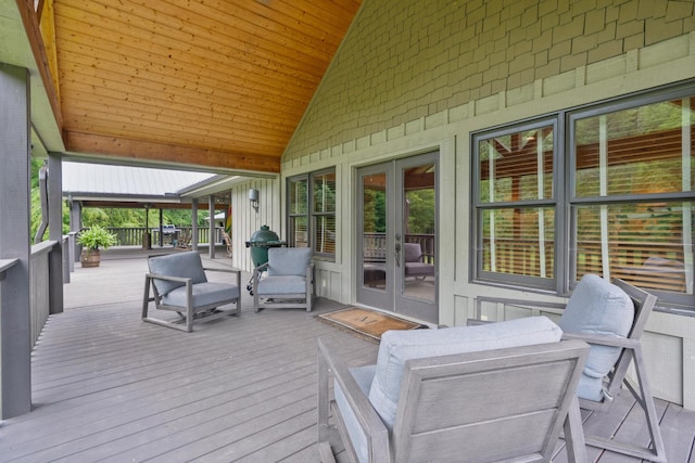 1261 S Cedar Ln, Chickamauga, GA 30707 - wooden deck with french doors