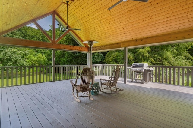 1261 S Cedar Ln, Chickamauga, GA 30707 - wooden terrace with area for grilling and view of wooded area