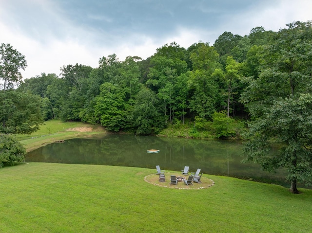 1261 S Cedar Ln, Chickamauga, GA 30707 - view of green lawn with a water view and an outdoor fire pit
