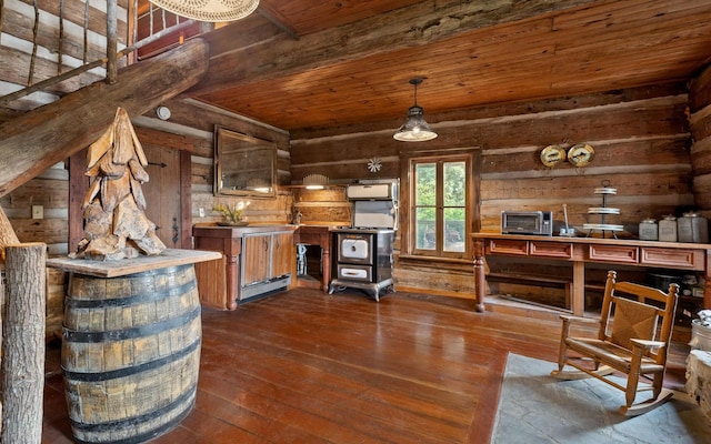 36 Still Hollow Rd, Menlo, GA 30731 - living area featuring wooden ceiling, wooden walls, and dark wood-type flooring