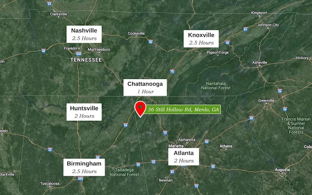 36 Still Hollow Rd, Menlo, GA 30731 - aerial map of property and surrounding area