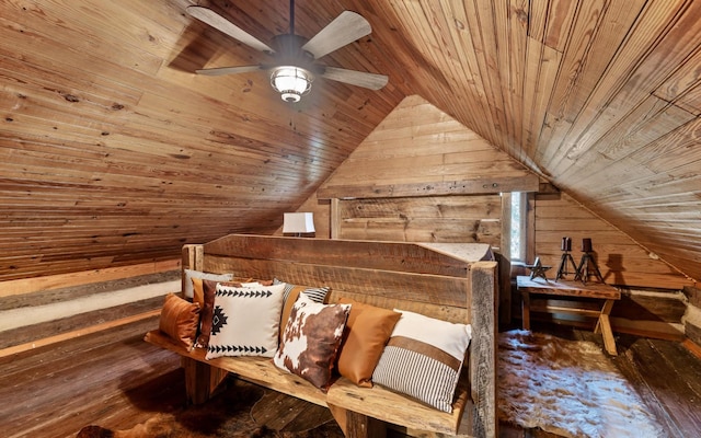 36 Still Hollow Rd, Menlo, GA 30731 - bedroom featuring wooden walls, wood ceiling, lofted ceiling, and wood-type flooring