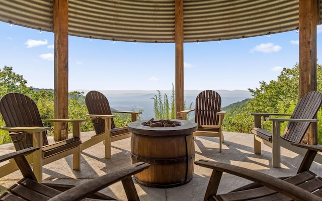 36 Still Hollow Rd, Menlo, GA 30731 - view of patio / terrace with a fire pit and a mountain view