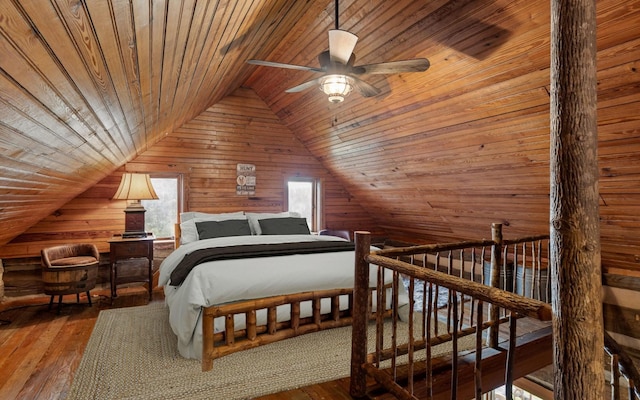 36 Still Hollow Rd, Menlo, GA 30731 - bedroom with wood ceiling, vaulted ceiling, wooden walls, and hardwood / wood-style flooring