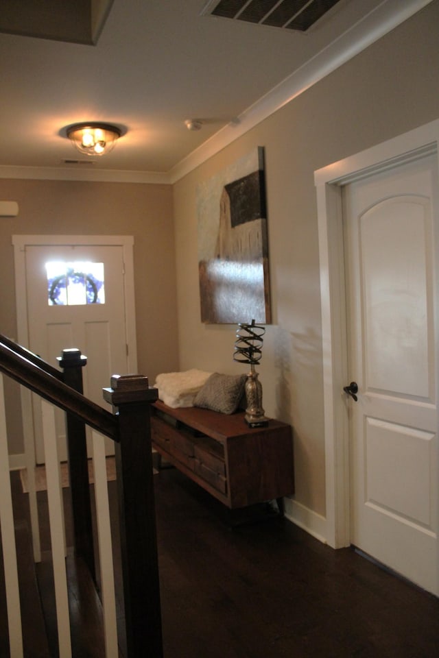 8009 Shelly Plum Dr, Murfreesboro, TN 37128 - entrance foyer with crown molding and dark wood-type flooring