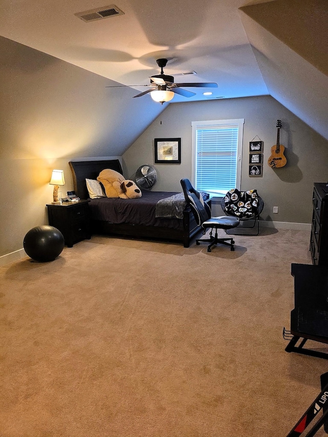 8009 Shelly Plum Dr, Murfreesboro, TN 37128 - bedroom featuring lofted ceiling, carpet flooring, and ceiling fan