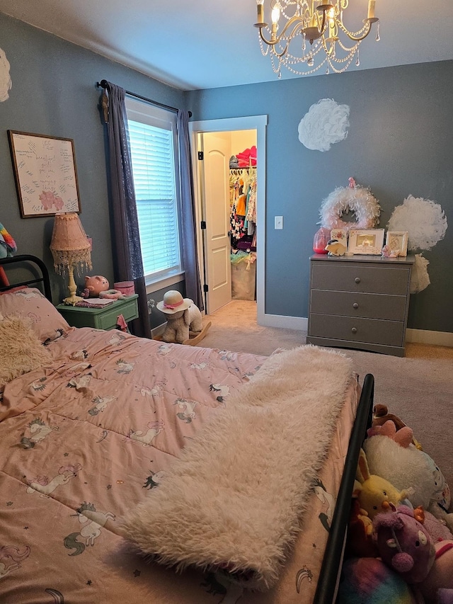 8009 Shelly Plum Dr, Murfreesboro, TN 37128 - carpeted bedroom featuring a chandelier and a spacious closet