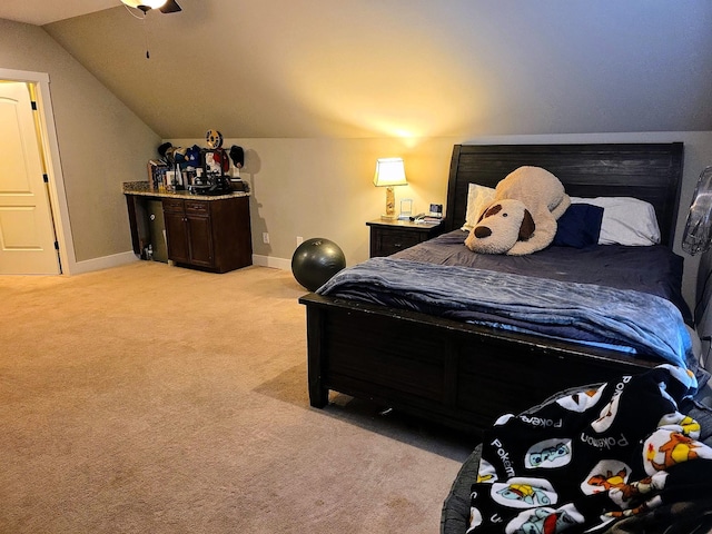 8009 Shelly Plum Dr, Murfreesboro, TN 37128 - bedroom with light carpet, lofted ceiling, and ceiling fan