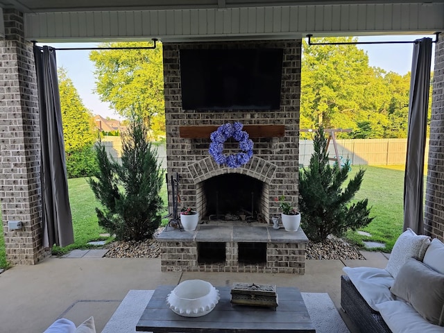 8009 Shelly Plum Dr, Murfreesboro, TN 37128 - view of patio featuring an outdoor living space with a fireplace