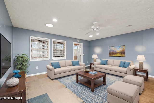708 Poston Dr, Monterey, TN 38574 - living room with wood finished floors, ceiling fan, and recessed lighting