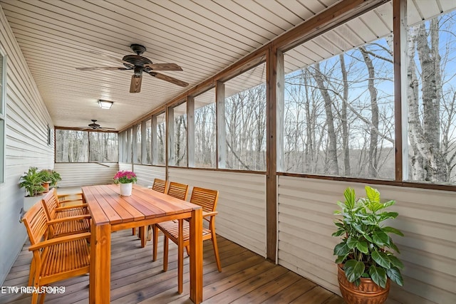 708 Poston Dr, Monterey, TN 38574 - sunroom / solarium with a ceiling fan, plenty of natural light, and outdoor dining area
