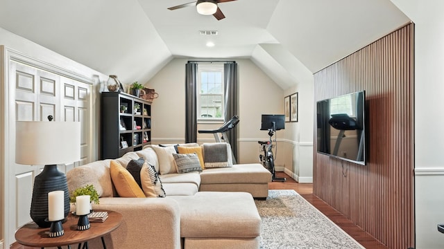 529 Derby Downs, Lebanon, TN 37087 - living area with wood finished floors, ceiling fan, and lofted ceiling
