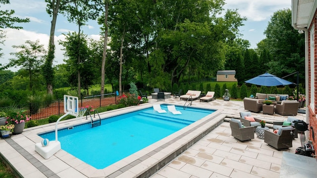 529 Derby Downs, Lebanon, TN 37087 - view of swimming pool featuring an outdoor living space, a patio, and view of scattered trees