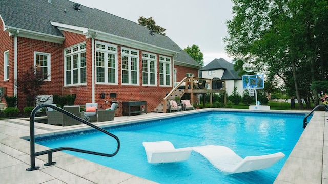 529 Derby Downs, Lebanon, TN 37087 - outdoor pool featuring stairway, a wooden deck, and a patio