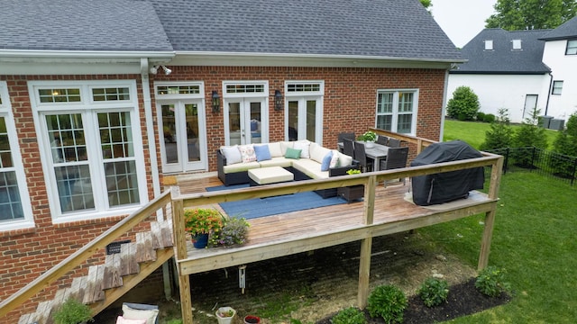 529 Derby Downs, Lebanon, TN 37087 - wooden terrace featuring grilling area, an outdoor hangout area, and french doors