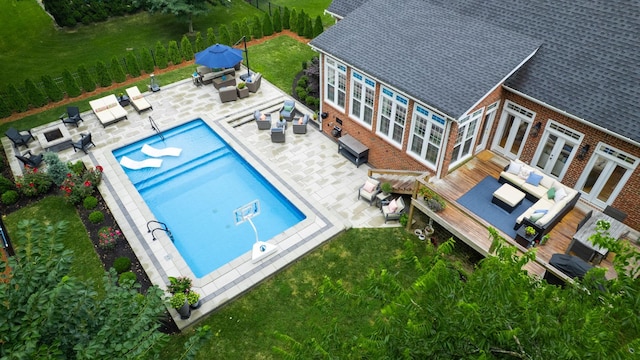 529 Derby Downs, Lebanon, TN 37087 - outdoor pool featuring outdoor lounge area, french doors, a deck, and a patio