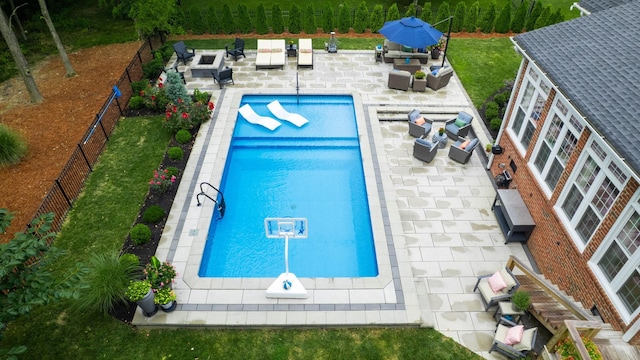 529 Derby Downs, Lebanon, TN 37087 - view of swimming pool with an outdoor living space, a patio area, a fenced backyard, and french doors