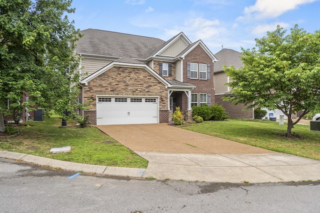 654 Foster Ln, Mount Juliet, TN 37122 - craftsman inspired home featuring a front lawn, concrete driveway, an attached garage, board and batten siding, and brick siding