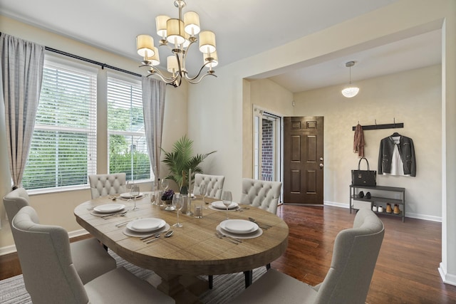 654 Foster Ln, Mount Juliet, TN 37122 - dining space featuring a chandelier, plenty of natural light, and wood finished floors