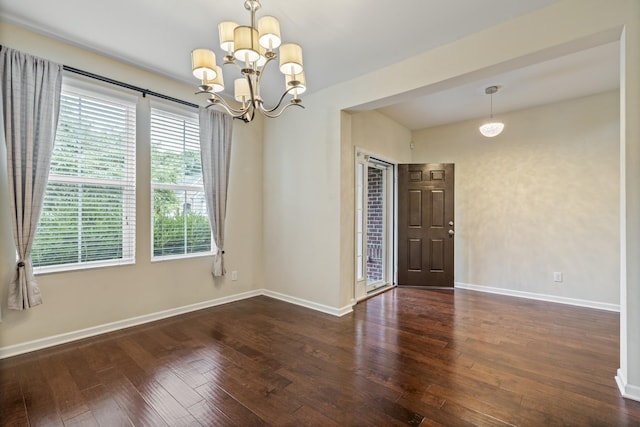 654 Foster Ln, Mount Juliet, TN 37122 - empty room with wood-type flooring and a chandelier