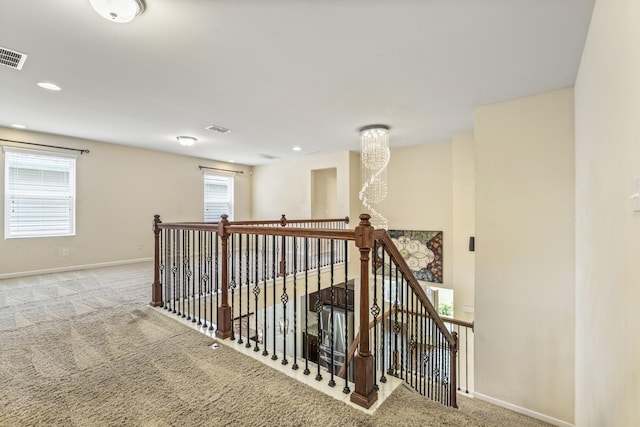 654 Foster Ln, Mount Juliet, TN 37122 - hallway with an upstairs landing, carpet, and recessed lighting