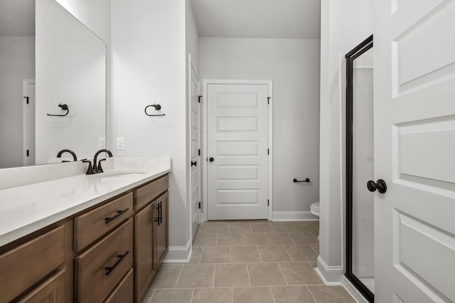 522 Rohan Dr, Murfreesboro, TN 37129 - bathroom with vanity, tile patterned floors, and an enclosed shower