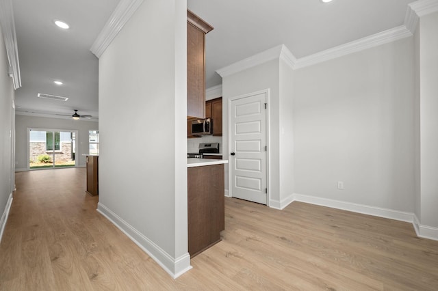522 Rohan Dr, Murfreesboro, TN 37129 - hall with crown molding, light wood finished floors, and recessed lighting