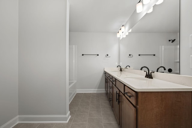 522 Rohan Dr, Murfreesboro, TN 37129 - bathroom featuring double vanity, tile patterned flooring, and  shower combination