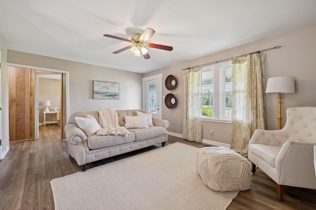 2274 Indian Mound Rd, Woodlawn, TN 37191 - living area with ceiling fan and wood finished floors