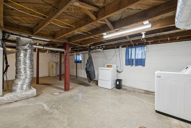 2274 Indian Mound Rd, Woodlawn, TN 37191 - unfinished below grade area with water heater and washer and clothes dryer