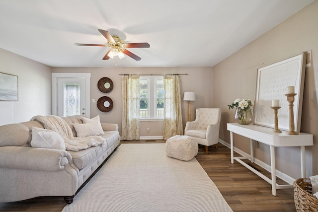 2274 Indian Mound Rd, Woodlawn, TN 37191 - living room featuring plenty of natural light, ceiling fan, and wood finished floors