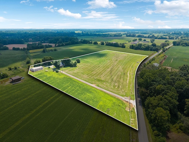 2274 Indian Mound Rd, Woodlawn, TN 37191 - overview of rural landscape with property parcel outlined and agricultural land
