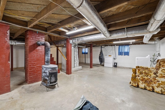 2274 Indian Mound Rd, Woodlawn, TN 37191 - unfinished below grade area featuring stairs and washing machine and dryer