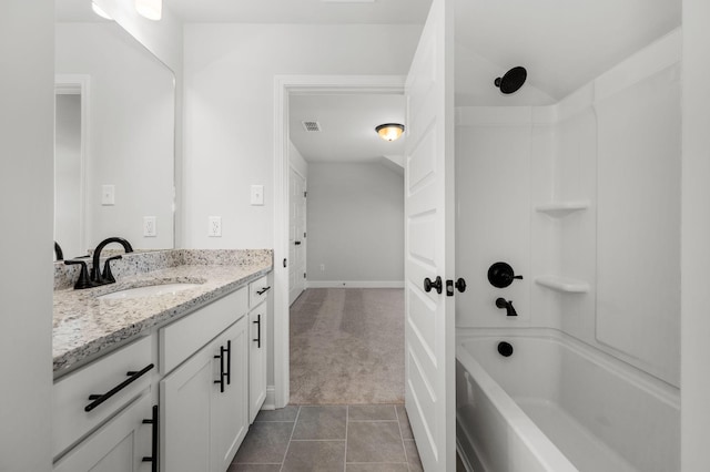 508 Rohan Dr, Murfreesboro, TN 37129 - bathroom featuring vanity, shower / bath combination, and tile patterned flooring