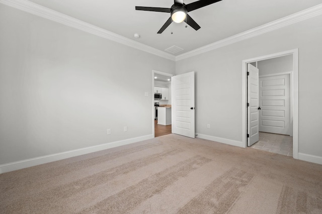 508 Rohan Dr, Murfreesboro, TN 37129 - unfurnished bedroom with crown molding, carpet, and a ceiling fan