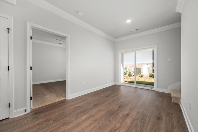 508 Rohan Dr, Murfreesboro, TN 37129 - unfurnished bedroom with dark wood finished floors, ornamental molding, and recessed lighting