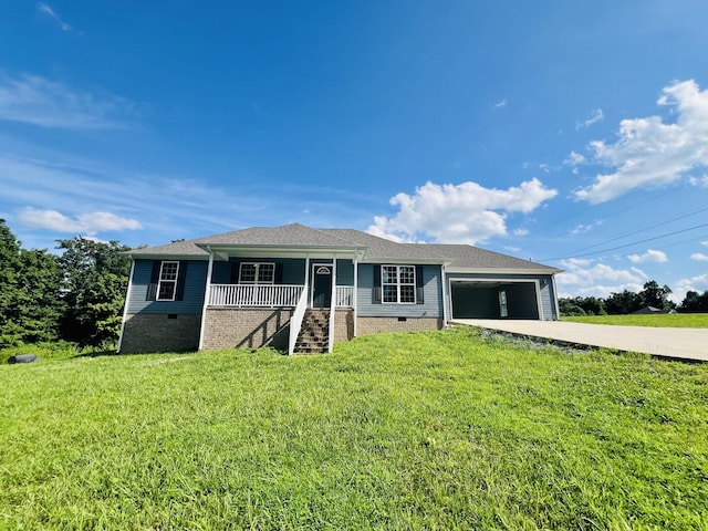 301 Union Hollow Rd, Petersburg, TN 37144 - single story home with a garage, driveway, a front yard, and a porch
