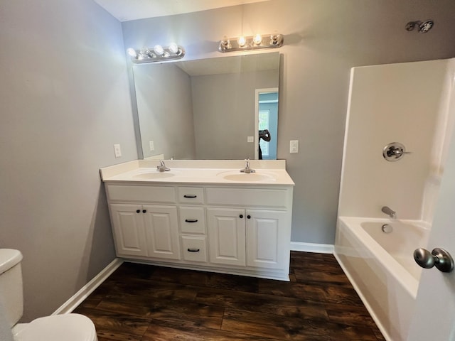 301 Union Hollow Rd, Petersburg, TN 37144 - full bathroom with double vanity, wood finished floors, and  shower combination