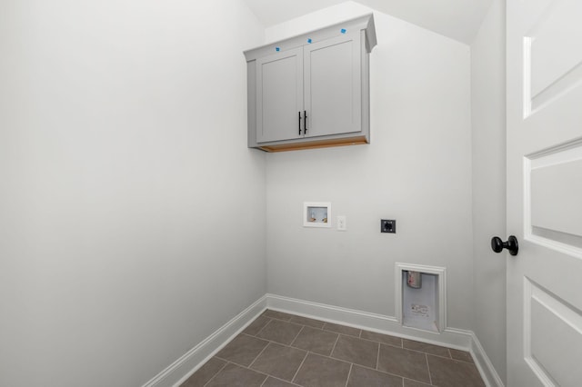 510 Rohan Dr, Murfreesboro, TN 37129 - washroom featuring electric dryer hookup, cabinet space, washer hookup, and dark tile patterned floors