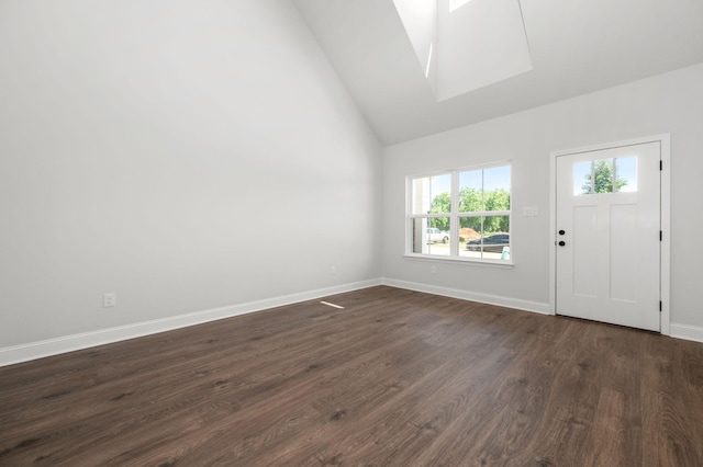 510 Rohan Dr, Murfreesboro, TN 37129 - entryway with a skylight, high vaulted ceiling, and dark wood finished floors